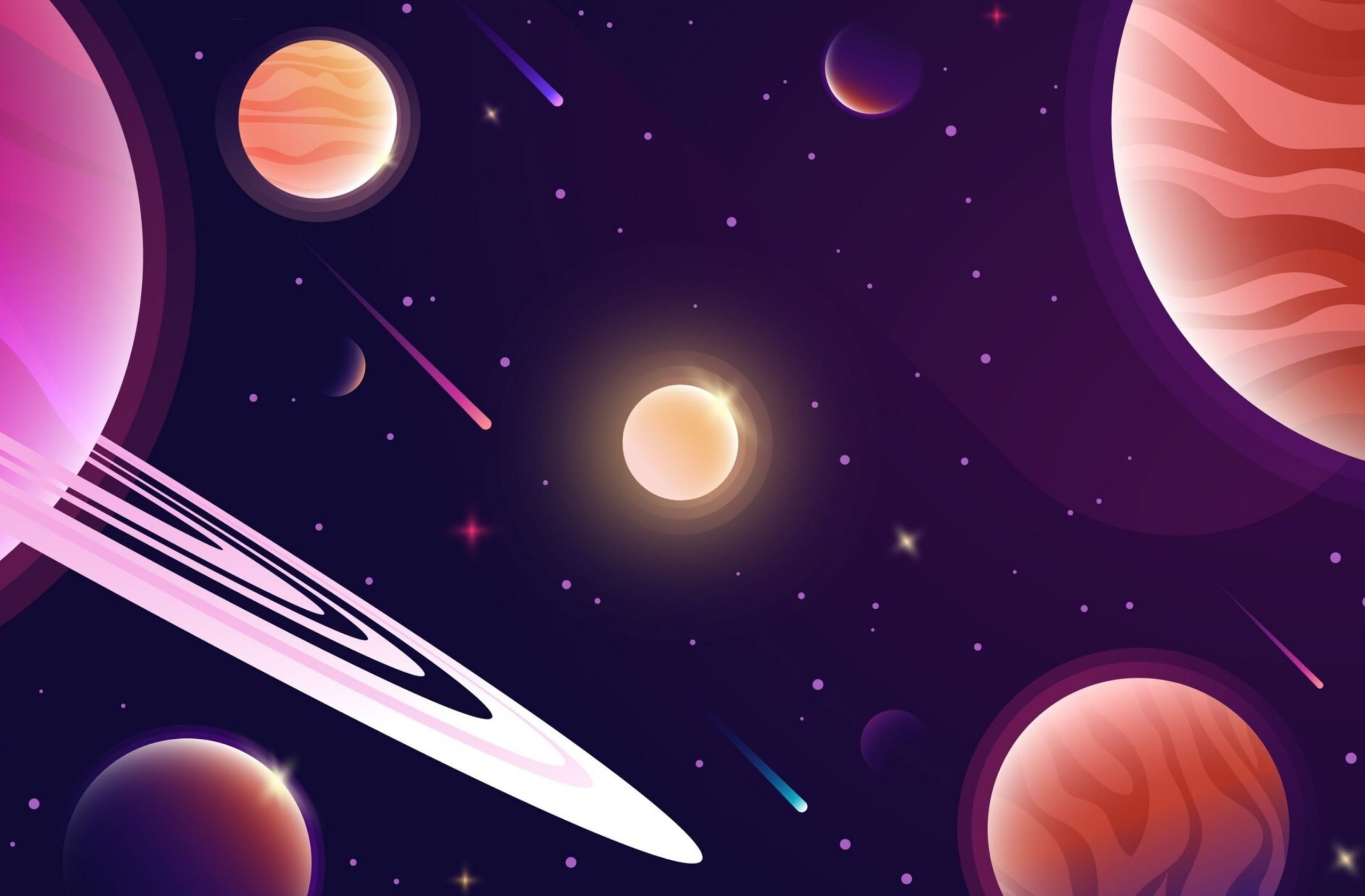 Space background with planets